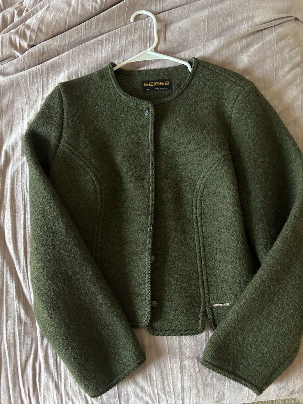 Vintage Geiger of Austria Ladies Crew Neck Boiled Wool Jacket